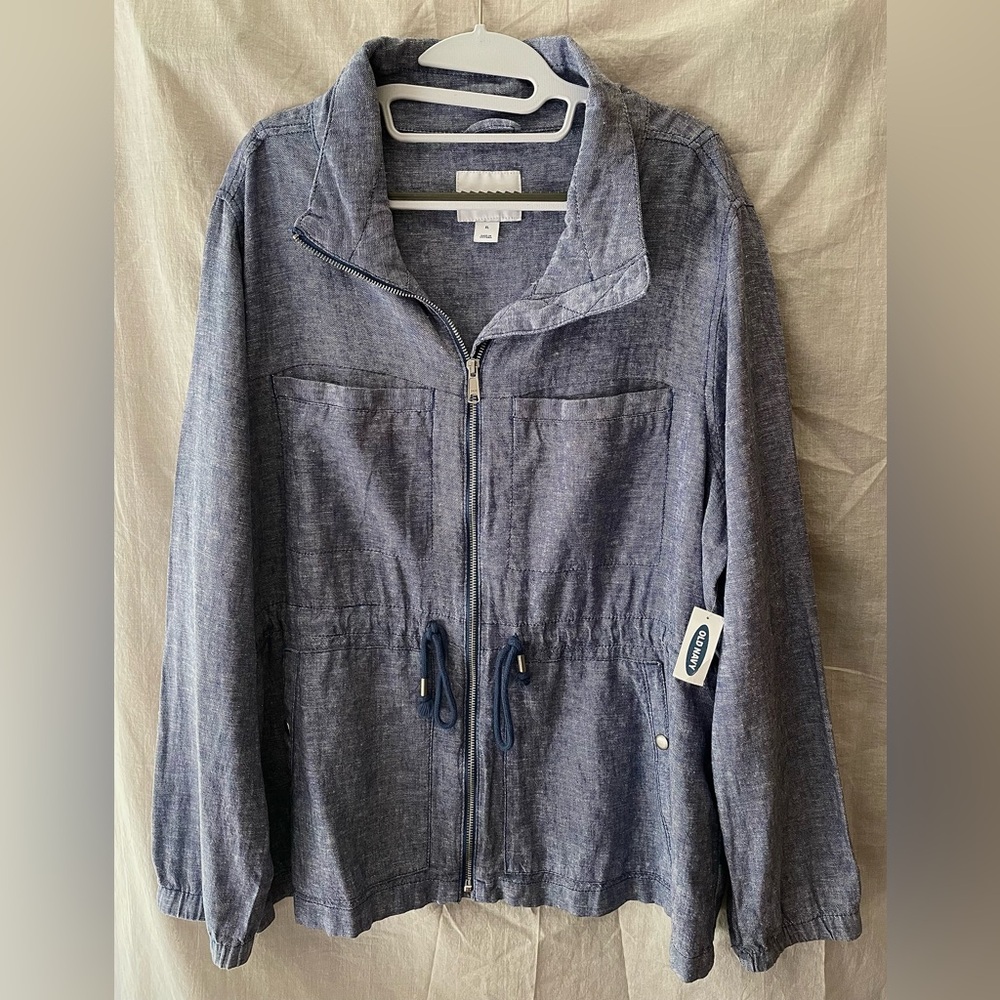 Old Navy - Women's Linen Blend Chambray Field Jacket (XL) NWT